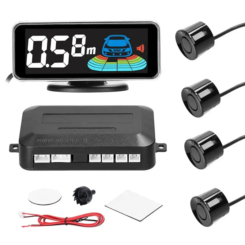 M93K-Car Parking Sensor Rear Reversing Radars System With 4 Parking Sensors Distance Detection LCD Distance Display