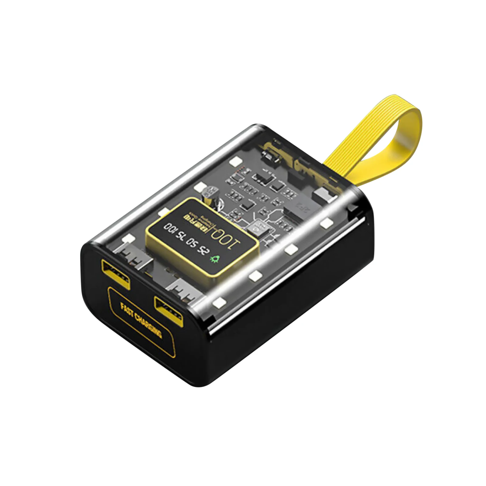 Custodia per caricabatteria 3 * 18650 Scatola per banca di potere fai-da-te Custodia per ricarica rapida PD 22,5 W con luce notturna a LED calda Guscio trasparente Doppio USB