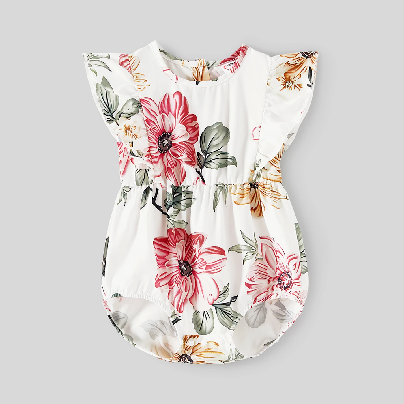 PatPat Family Matching Outfits Allover Floral Print Notched Neck Belted Dresses and Short-sleeve Colorblock T-shirts Sets