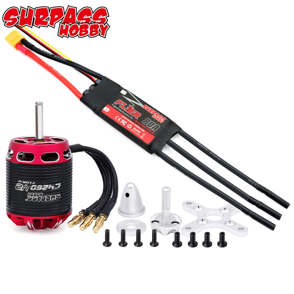 SURPASS HOBBY-Moteur sans balais C4240/ C4250/ C4260 V2, 60A/80A 2-6S 32 bits, ESC pour RC Partners OOAircrPG