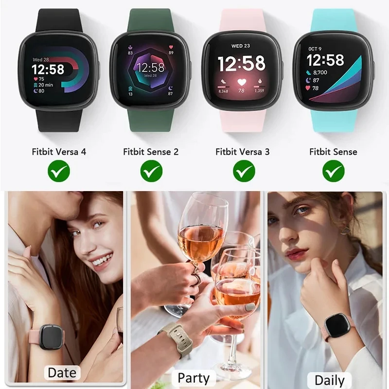 Fitbit Versa 3 용 다채로운 팔찌 손목 스트랩, Fit bit Sense 2 Versa 4 용 소프트 스트랩, 시계 밴드 액세서리