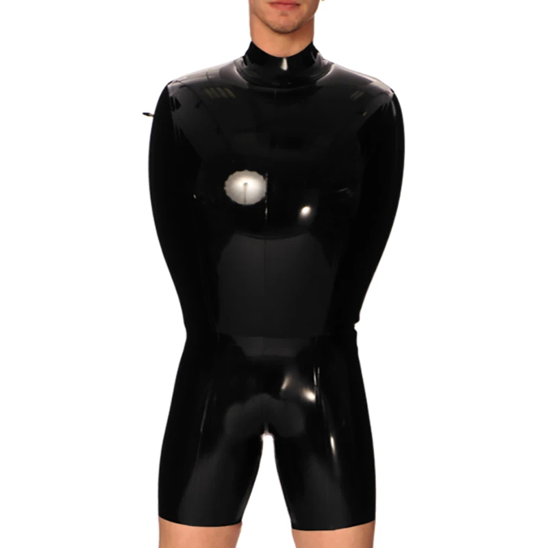 

Black Sexy Inflatable Latex Romper With Zippers Sleeveless Rubber Bodysuit Surfsuit Leotard Catsuit Swimsuit Jumpsuit 0361