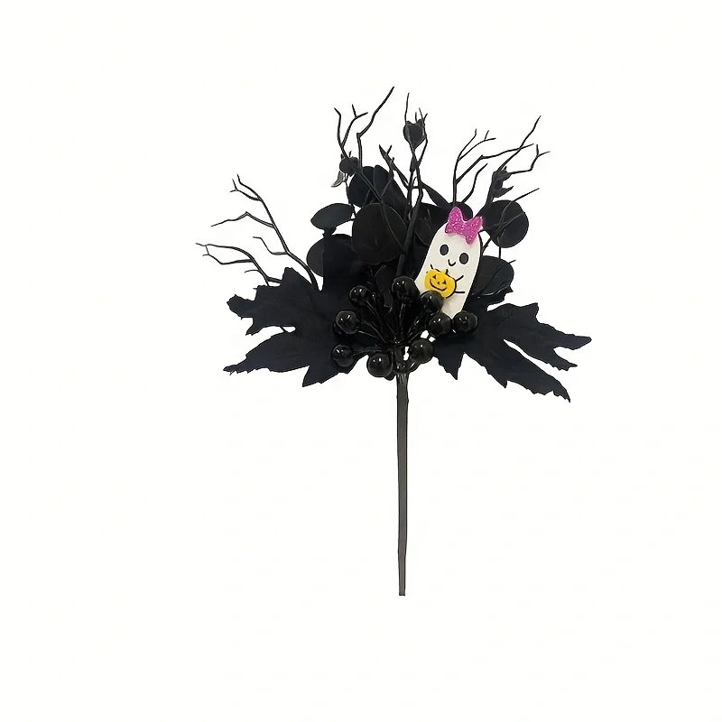 Künstliches Ahornblatt und Kürbiskelett-Elf-Halloween-Dekoration – Herbstzweige mit Skelett-Mitteldekoration – Detail 8