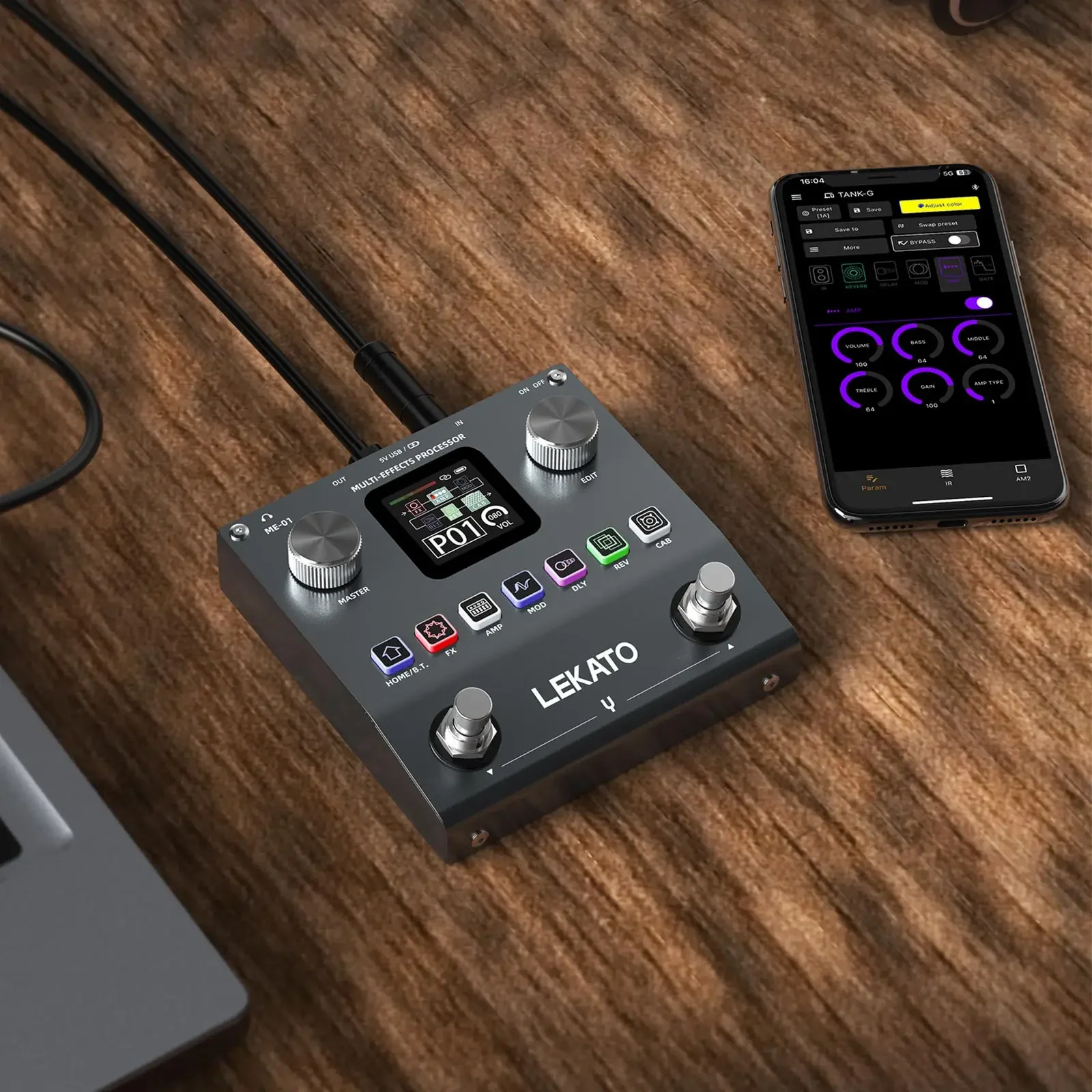 دواسة جيتار متعددة التأثيرات من Lekato، دواسة جيتار جاهزة مع إعدادات مسبقة 80 Pro بحجم الجيب، غلاف معدني مقاوم للطرق