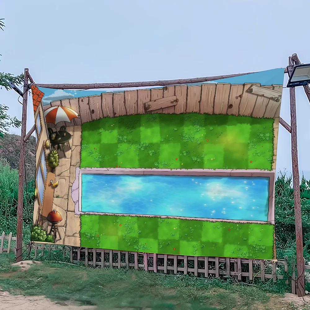 لعبة P-Plants vs Z-Zombies العلم للتخييم في الهواء الطلق بار نزهة ديكور المنزل والحفلات الحلي راية #4