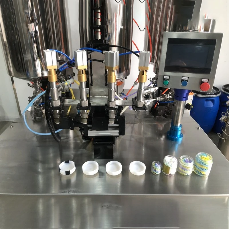 Fancy filling machine 6 heads mechanical pattern four-color two-color ice cream pressurized quantitative