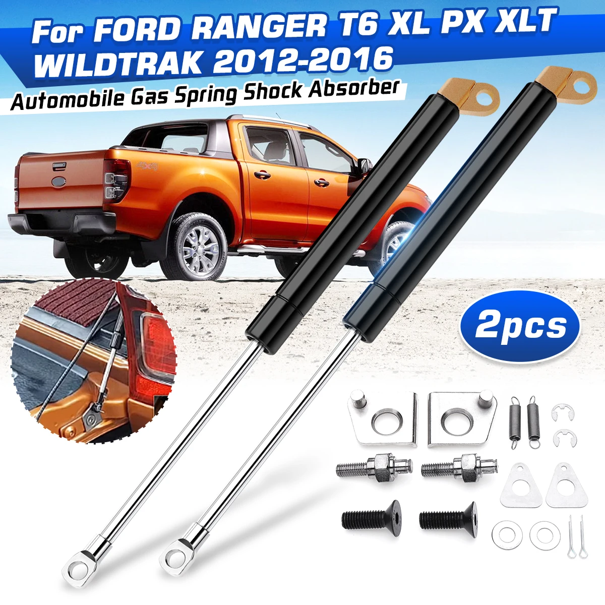 2PCS Rear Gate Strut Shock Gas Slow Down Left and Right Ford Ranger for T6 Xl for Px Xlt Wildtrak 2012 2013 2014 2015 2016