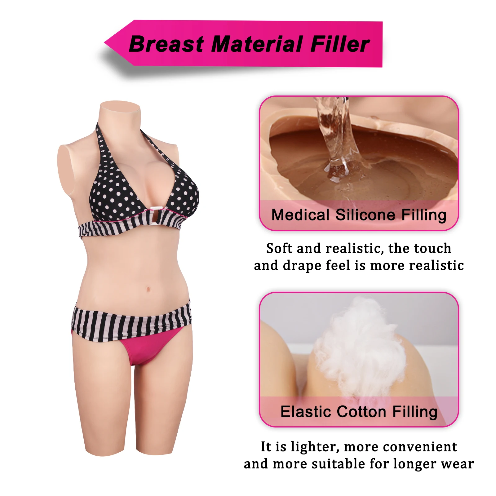 KUMIHO Silicone Bodysuit Crossdressing Cosplay Fake Boobs Breasts Forms Male to Female Transgender Body Suit Shemale Costumes
