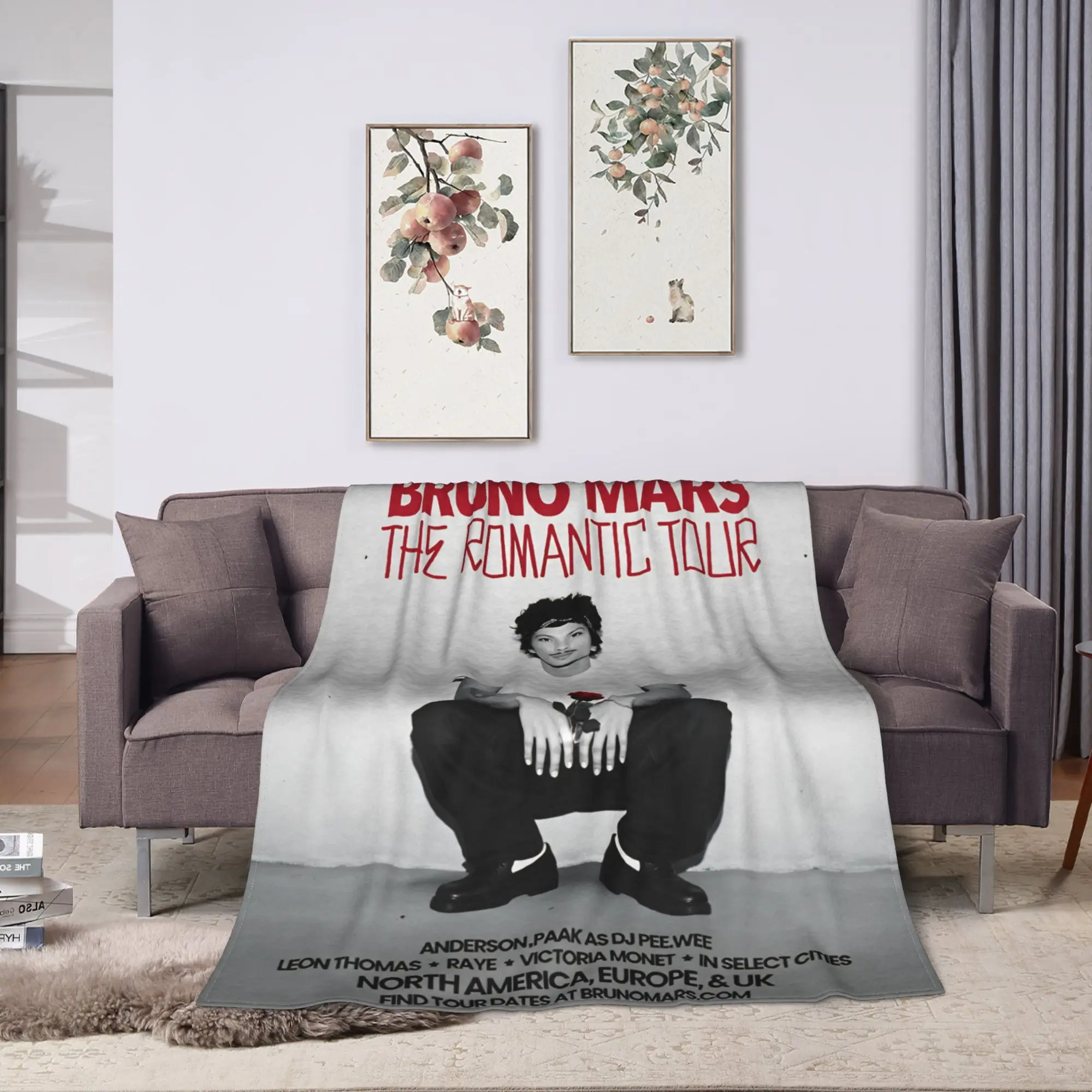 Bruno Mars The Romantic Blankets  Soft Print Plush Throw Blanket For Outdoor Travel Office Flannel Bedspread Bed Cover