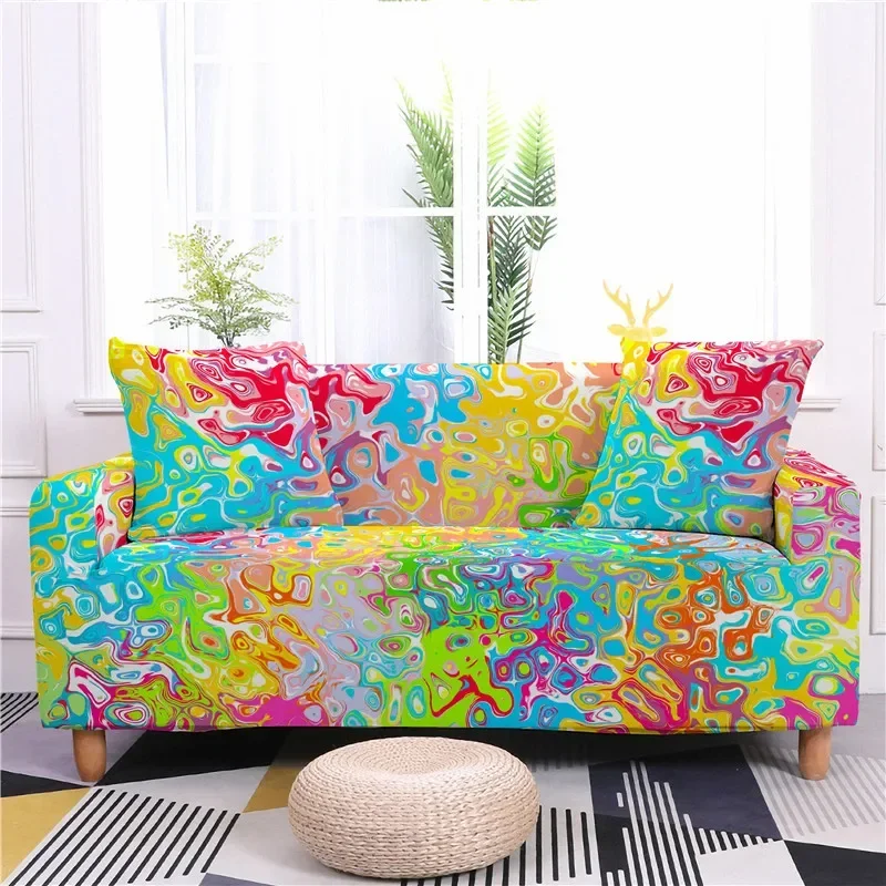 Abstract Geometric Sofa Cover 3 Seater Elastic Sofa Covers for Living Room Stretch Anti-Slipcover Couch Cover Sofa Slipcovers