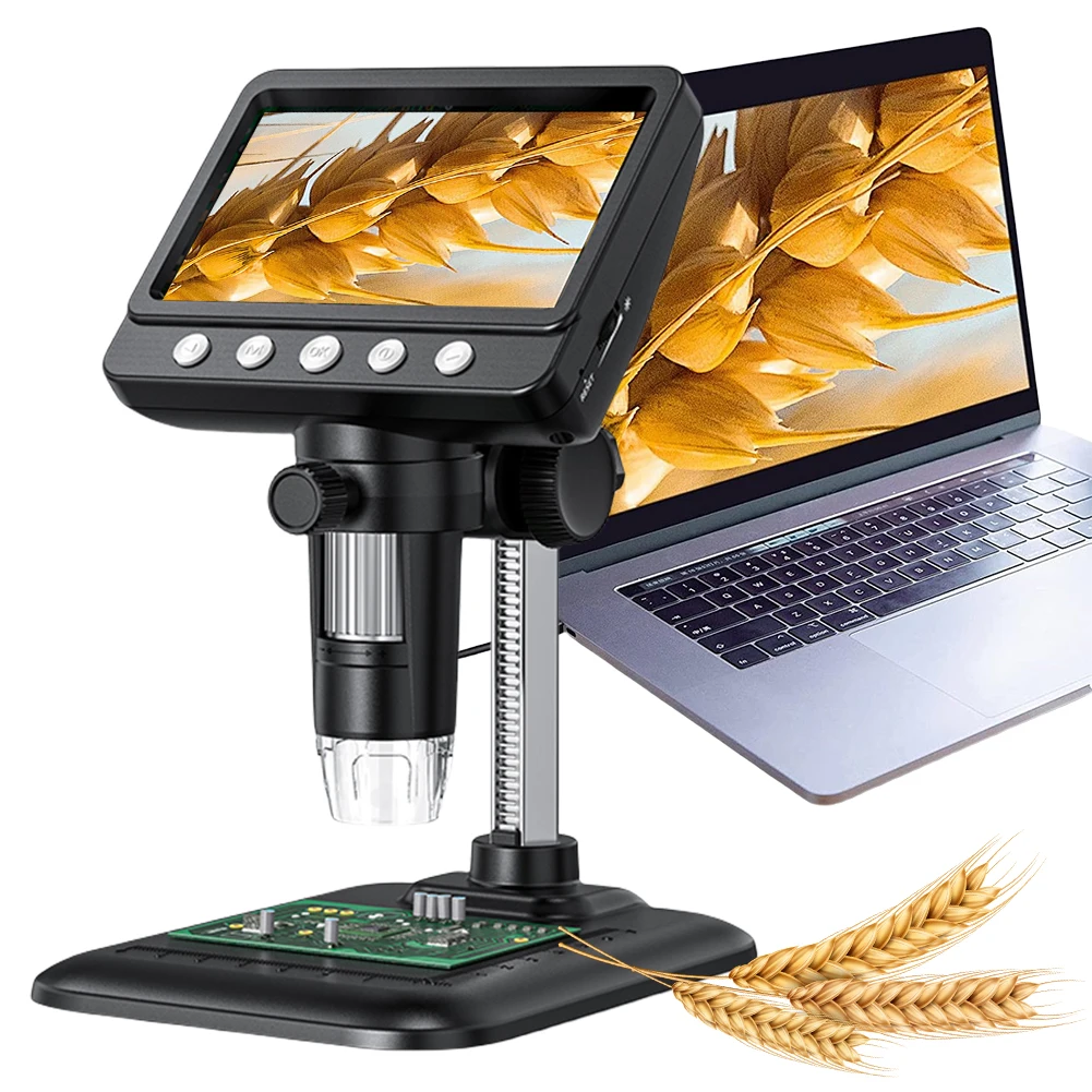 4.3 Inch Digital Microscope 1080P 1000X Handheld Portable Digital Magnifier USB Rechargeable for Circuit Board Repair Soldering