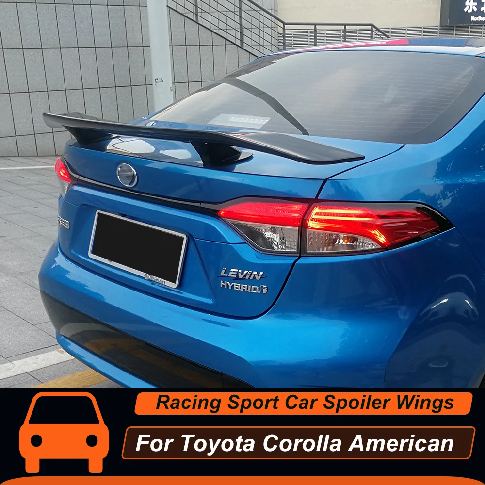 

For Toyota Corolla American Model Sedan Racing Sport Rear Trunk Lid Duck Tail Car Spoiler Wings ABS Black Carbon Accessories