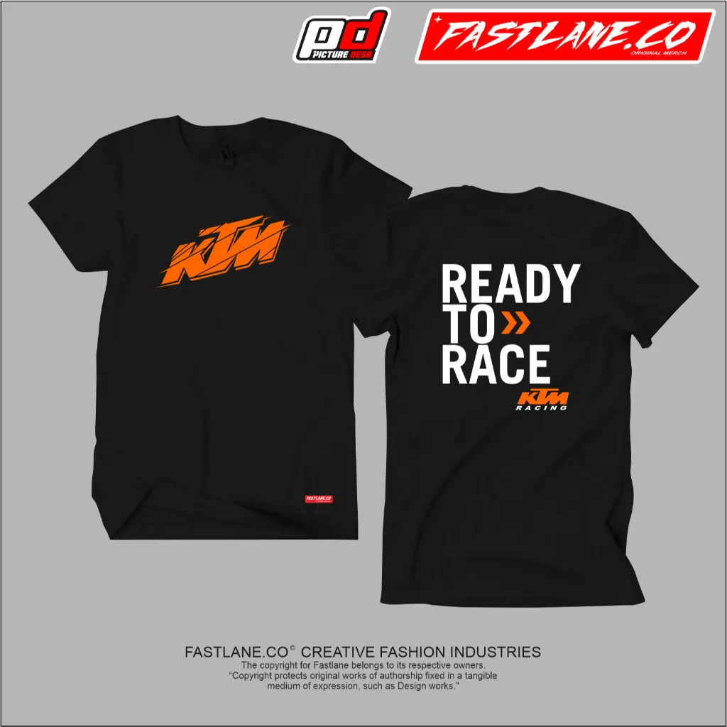 Vintage Pure Cotton KTM Brush Stroke Logo Graphic T Shirt for Men Off-Road Motorcycle Enthusiast Streetwear Casual Top