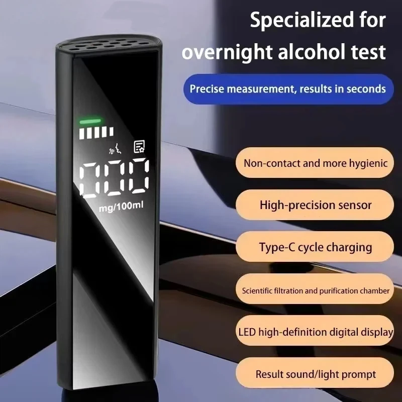 High-precision Alcohol Tester Portable Non-contact Professional Led Digital Display Drunk Driving Alarm Quick Tester