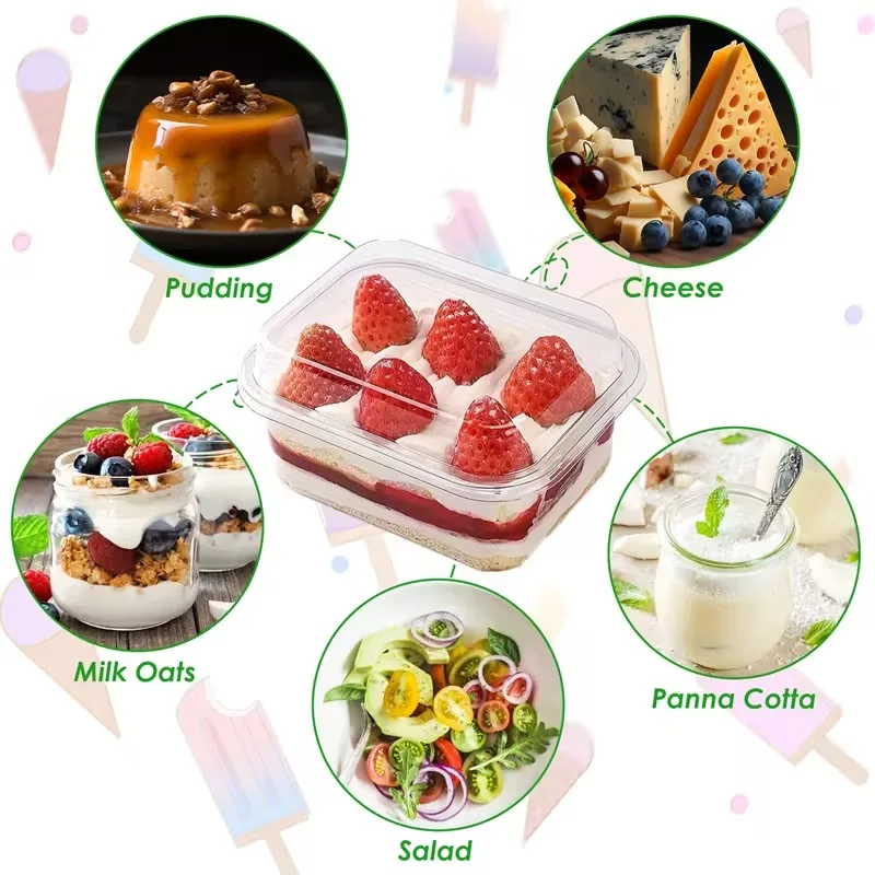 5/15/25PCS Transparent Cake Box Disposable Square with Cover Cake Box Tiramisu Milk Cake Ice Cream Fruits Party Container