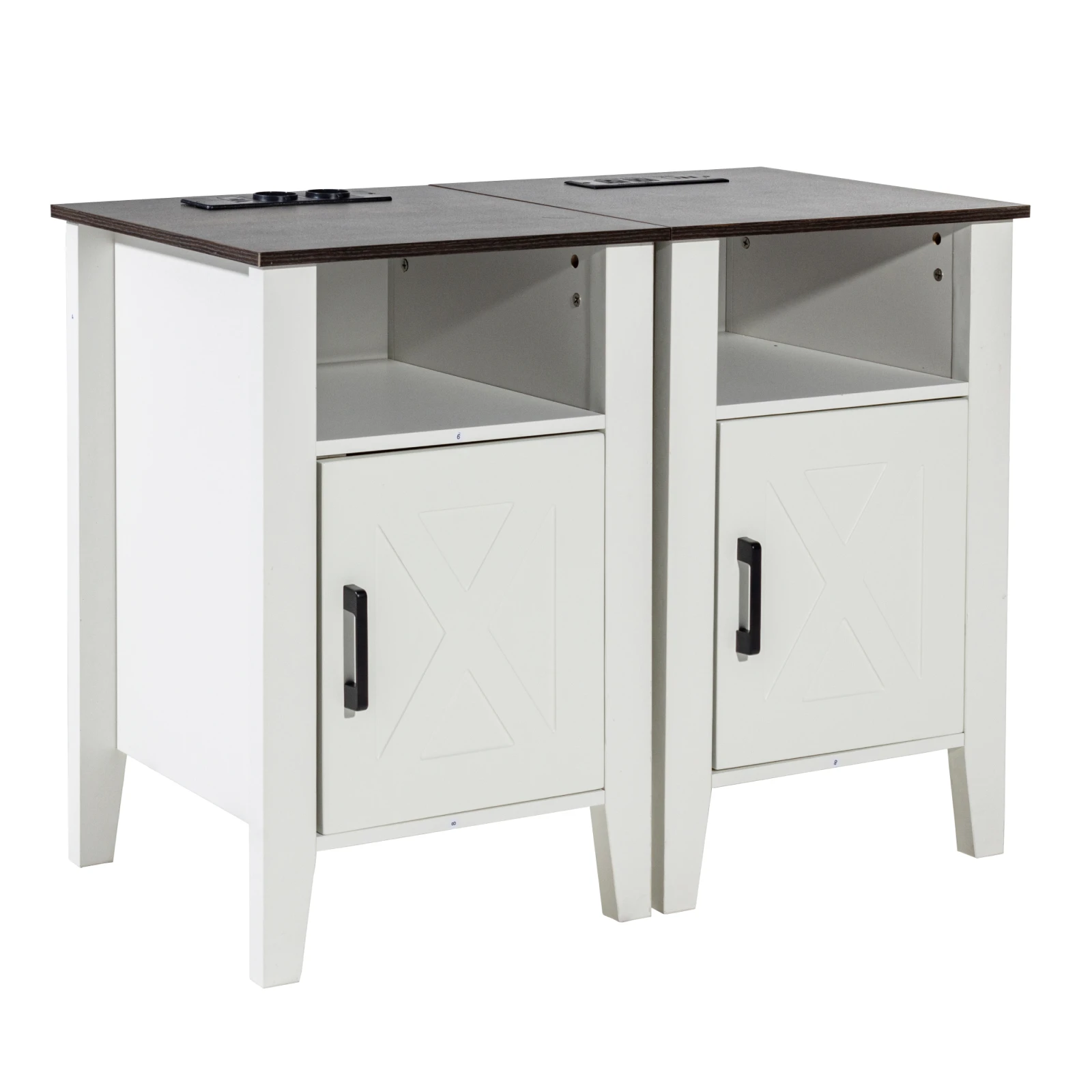 Table d'appoint SucceBuy à 3 niveaux, table de chevet avec station de charge, table d'appoint à 3 niveaux pour salon, chambre à coucher, bureau, blanc