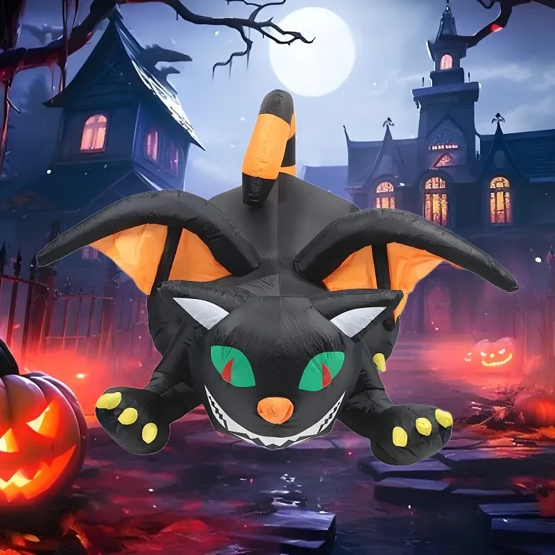 1.  8M/6FT Halloweenowe dmuchane zabawki dekoracje Smok ze skrzydłami Wbudowane LED Rekwizyt Zewnętrzny Wewnętrzny Impreza Trawnik Ogród Dekoracje