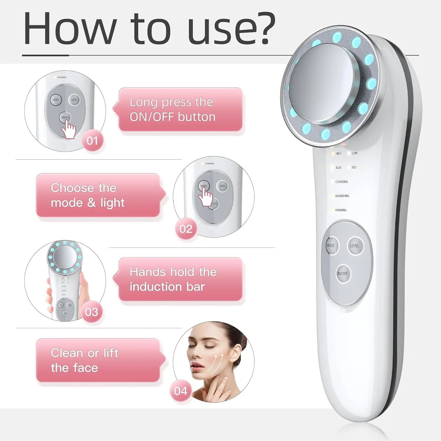 EMS Facial Massager Vibration V Line Face Lifting Skin Tightening Massage Roller Microcurrent Double Chin Reducer Beauty Device