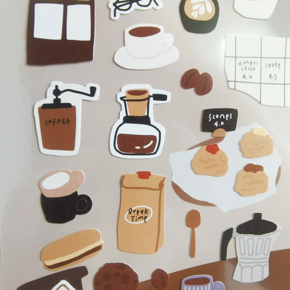 Korean Import Original BONITO Coffee Cookies Time Paper Stickers Scrapbooking Diy Journal Diary Cute Stationery Sticker Gift