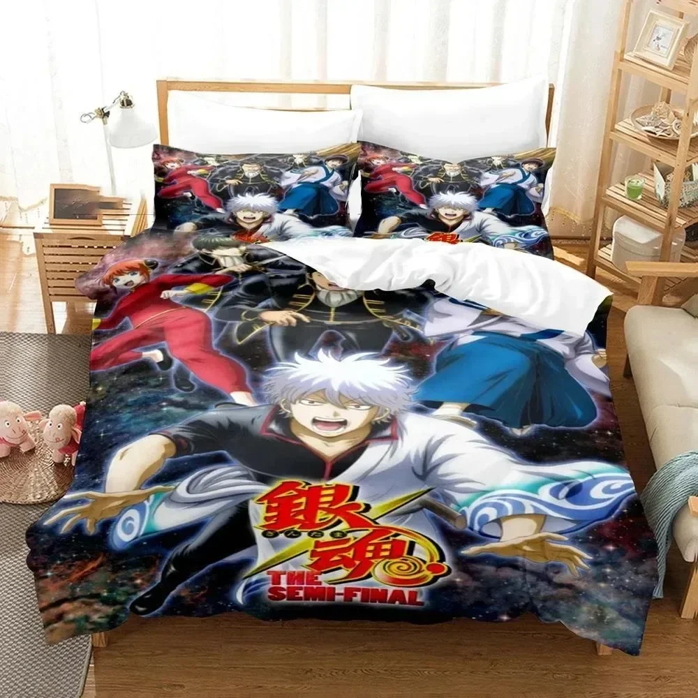 

3D Printed Gintama Bedding Set Anime Gintoki Sakata Duvet Cover Double Twin Full Queen King Adult Boys Bedclothes Quilt Cover