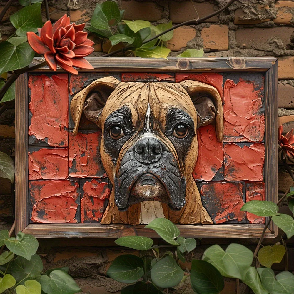 Boxer Dog Wall Art - Winter Themed Metal Sign - Home & Office Decorative Funny Vintage Sign - Ideal Gift for Father's Day