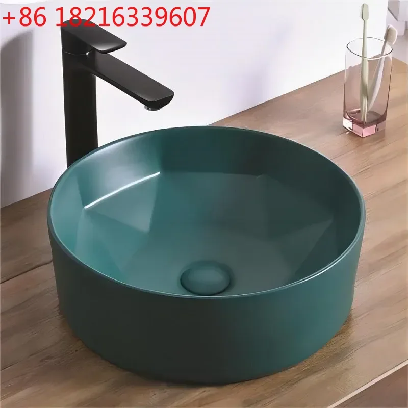 YAO Rhombus Washbasin Once Fired Matte Dark Green Basin for Small Apartment Project Wholesale