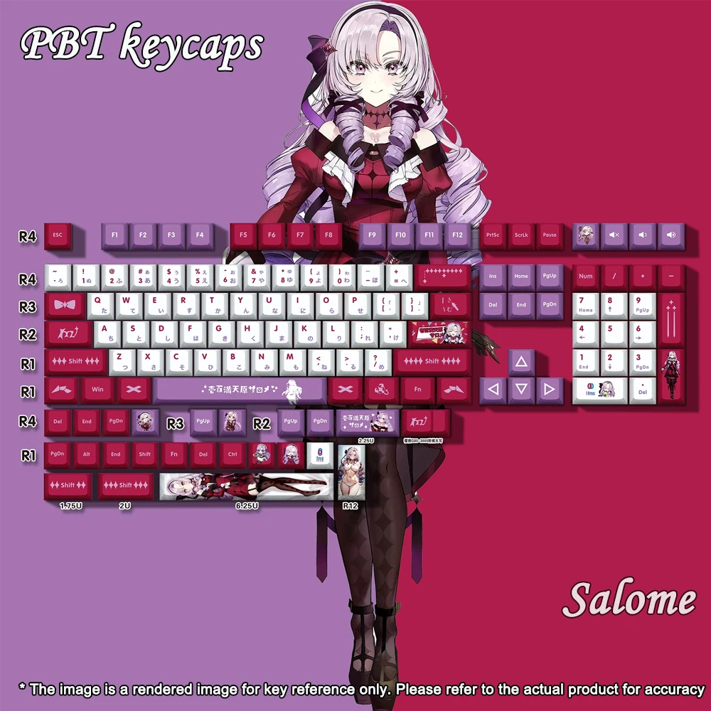 Hololive Vtuber Keycaps Tokoyami Towa Keycap PBT DYE Sublimation Cherry MX Cross Axis Switch Key Caps for Mechanical Keyboard