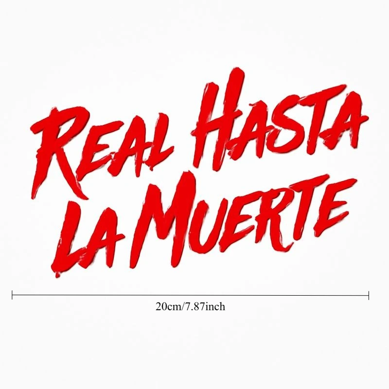 Real Hasta La Muerte Graffiti Style Text Vinyl Decal,Red Bold Brush Stroke White Outline,Self-adhesive Waterproof Sticker Smooth