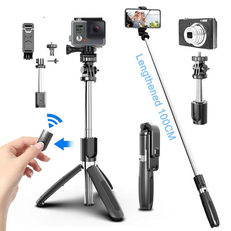 4 In1 Wireless Bluetooth Selfie Stick Tripod Phone Stand Foldable Monopods Universal for Smartphones Sports Action Cameras