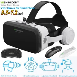 G04EB VR Glasses 3D Virtual Reality Glasses Google Cardboard Box Stereo Mic Headset Helmet for 5.5-7.2