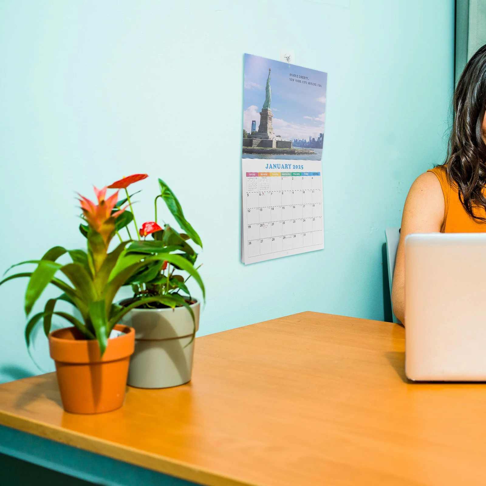 2025 월간 벽걸이 풍경 디자인 12개월(1월부터 12월까지) 여행 테마 연간 플래너 사무실 및 가정용