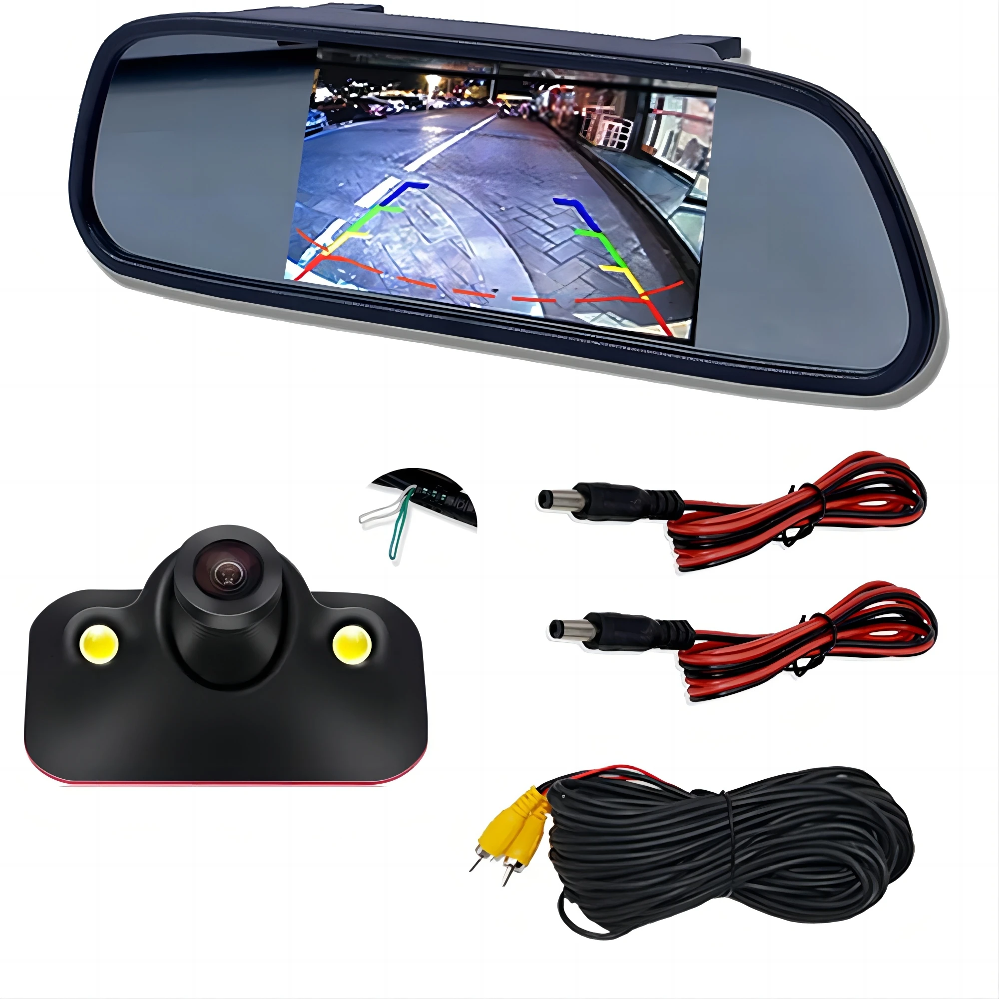 

5 inch TFT LCD HD800*480 screen Car Monitor Mirror Reversing Parking Monitor with 2 video input, Rearview camera optional