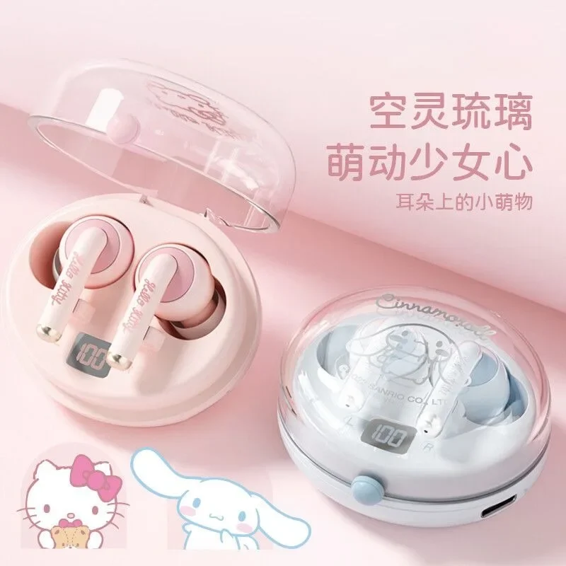 

Cute Sanrio Cinnamoroll My melody Kuromi Pochacco anime cartoon kawaii girl noise reduction universal wireless Bluetooth headset