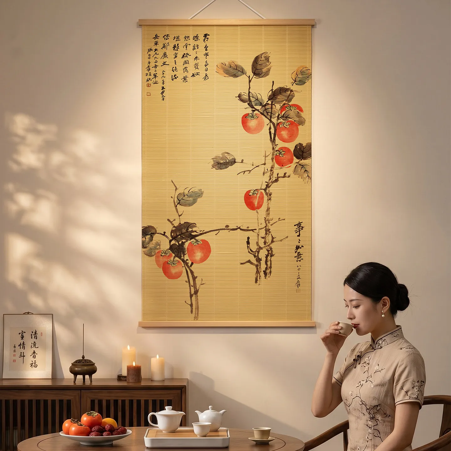 Paintings Bamboo Scroll Wall Art Zen Minimalism Calm Serene for Living Room Study Mindful Living room decor aesthetic wall art