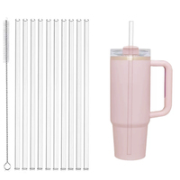 Replacement Straw Compatible with Stanley 40 oz 30 oz Cup Tumbler, 10-50PCS Reusable Straw with Cleaning Brush, Plastic, Clear