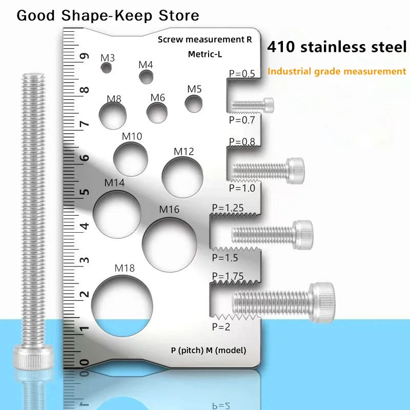 Stainless Steel Caliper Metric Gauge Tool For Thread Checker Screw Measurement Ruler Measuring Screw Pitch Bit Bolt Nut Screw