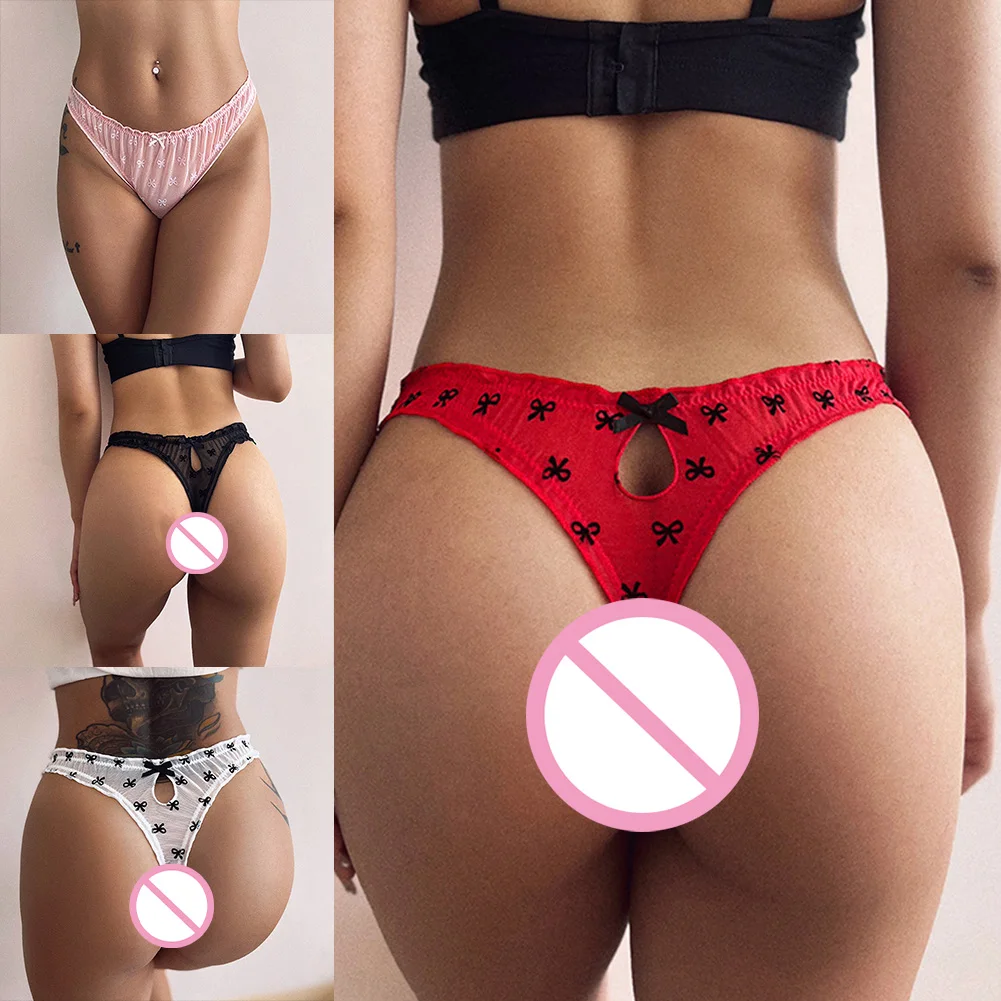 Mulheres sexy lingerie calcinha babados malha cintura baixa calcinha arco-nó roupa interior tangas cuecas doces ultra-finas calcinhas