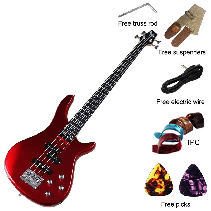 4 Strings Bass Guitar Electric Bass Guitar Okoume Body 43 Inch Wood Guitar Natural Color with Free Bass Bag High Gloss Finish