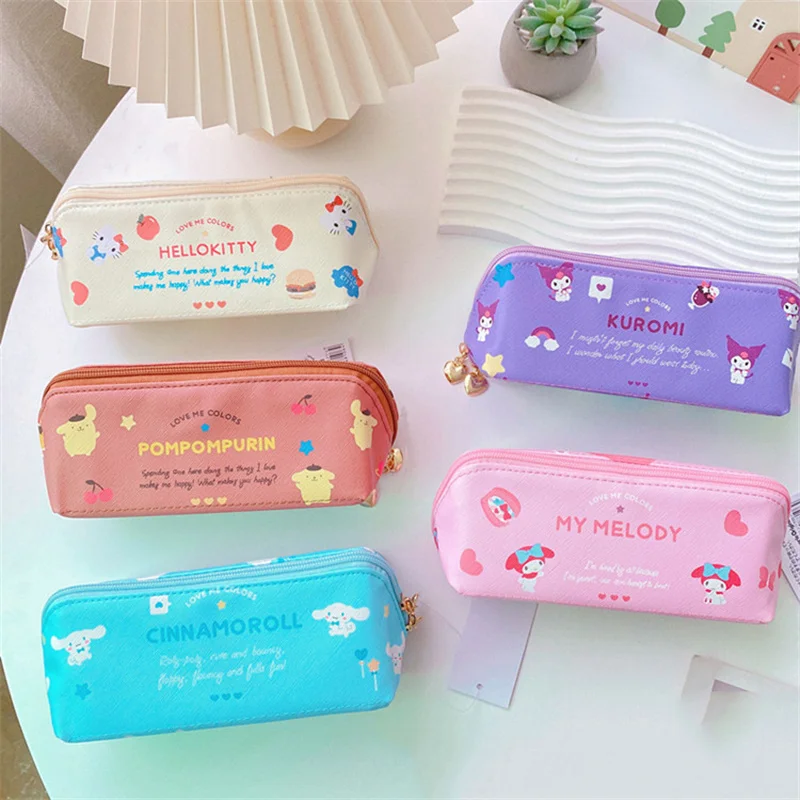 5 pcs/lot Sanrio Kuromi Melody Cinnamoroll Kitty Pencil Case Cute Pencil Box Stationery Pen Bag Stationery School Supplies