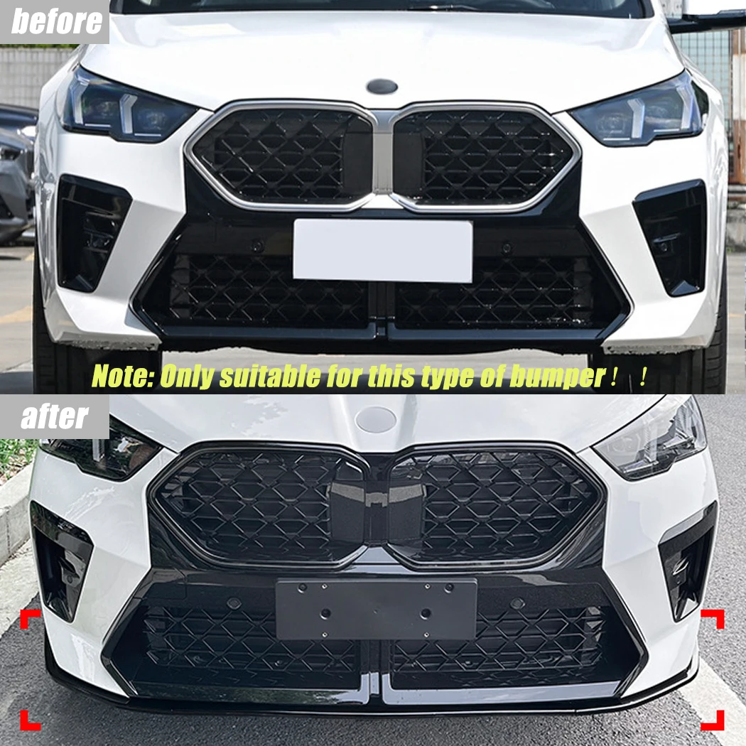 Front Bumper Lip Spoiler Splitter Diffuser Chin Retrofit Body Guard Kits Tuning For BMW X2 U10 M Sport 2023+ Gloss Black ABS