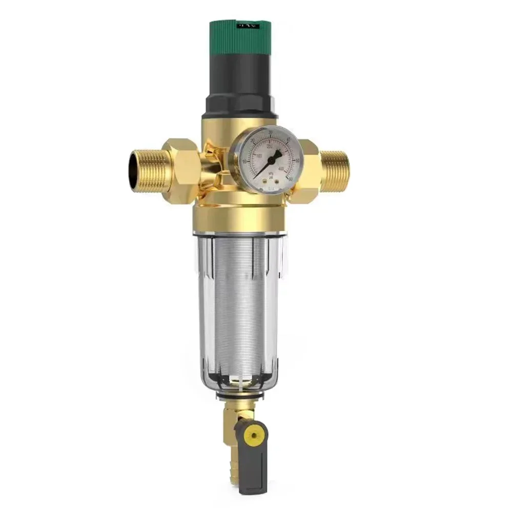 Water Pressure Regulator With Backwash Filter And Pressure Gauge DN15 DN20 DN25