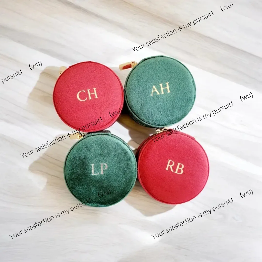 Velvet jewelry box custom name travel portable accessory organizer stud ring organizer bag