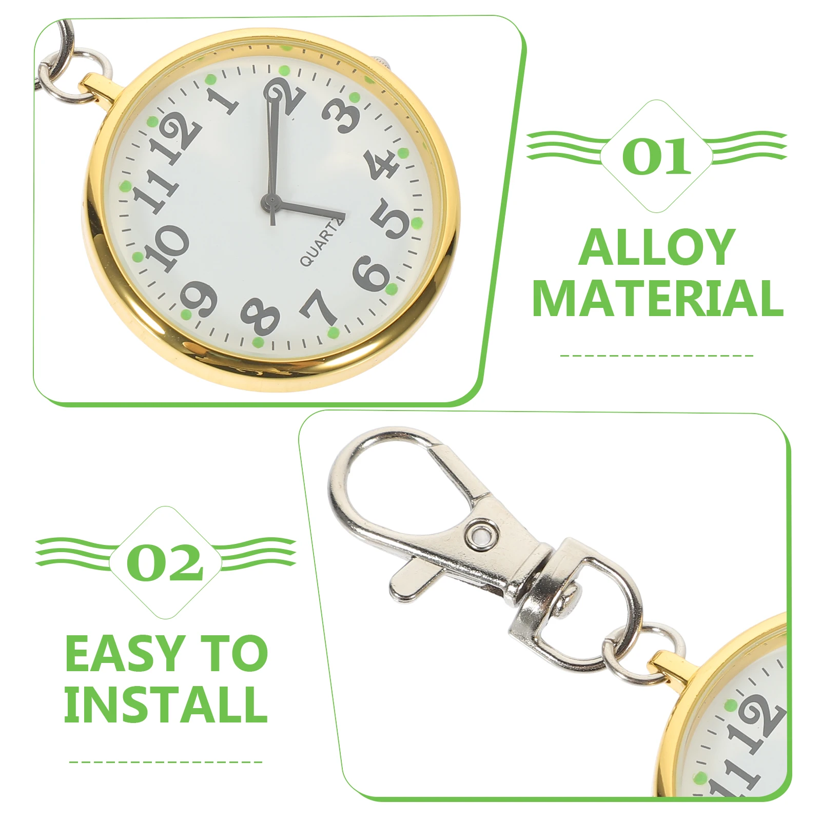 

1pc Pocket Watch Vintage Alloy Nurse Watch Vintage Key Ring Fob Black Clip Decorative Key Ring Pendant for Keys Car