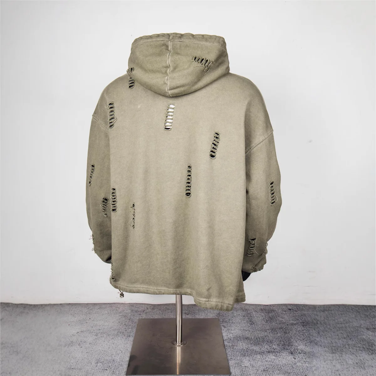 Thug Club 2026 New Street Hip-Hop Washed Distressed Patchwork Embroidered Oversized Button-Up Hoodie