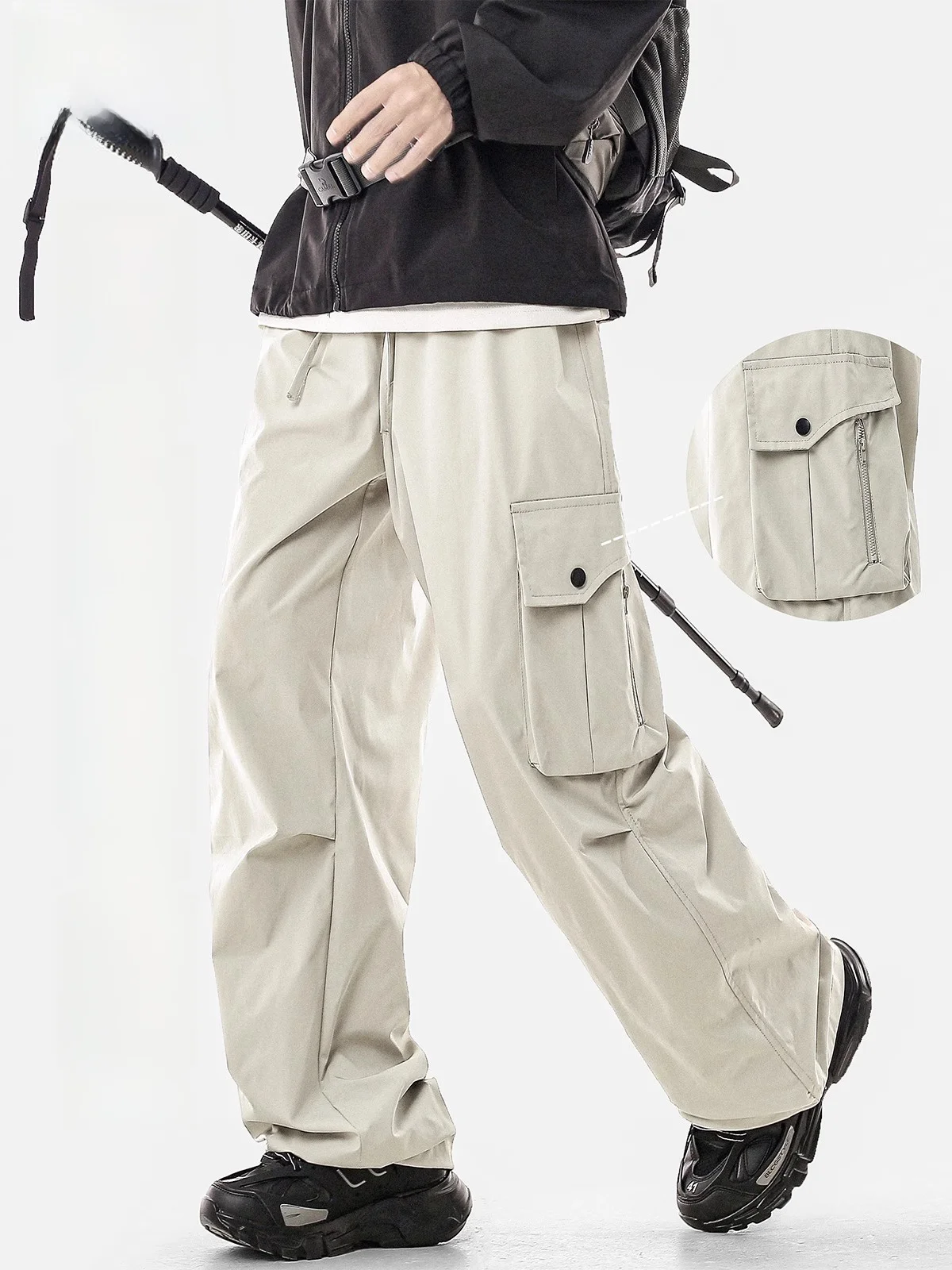 

Water-Resistant Thin Men's Cargo Pants Summer Outdoor Hiking Qui-Dry Tactical Workwear Breathable Comfortable Casual Trousers