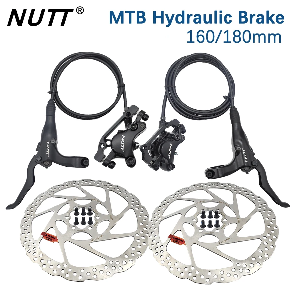 NUTT Hydraulic Brake MTB Bike Discs Brakes Lever 160MM 180MM RT56 Rotor Front Rear Oil Caliper Left Right For Bicycle Parts