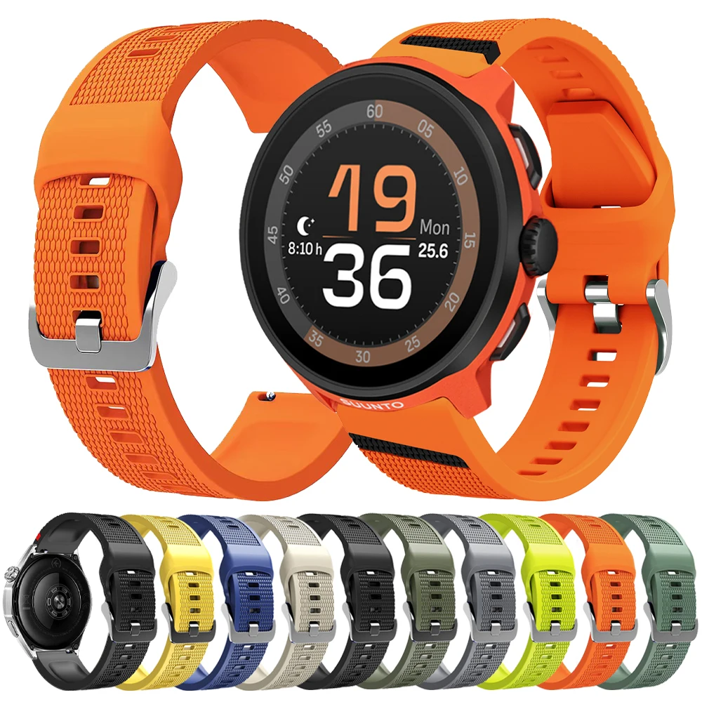 Silicone 22mm Strap For Suunto Run/Ocean/Race S/9 PEAK PRO DLC/5 PEAK Sport Soft Wristband For Suunto Vertical 2/Race 2 Bracelet