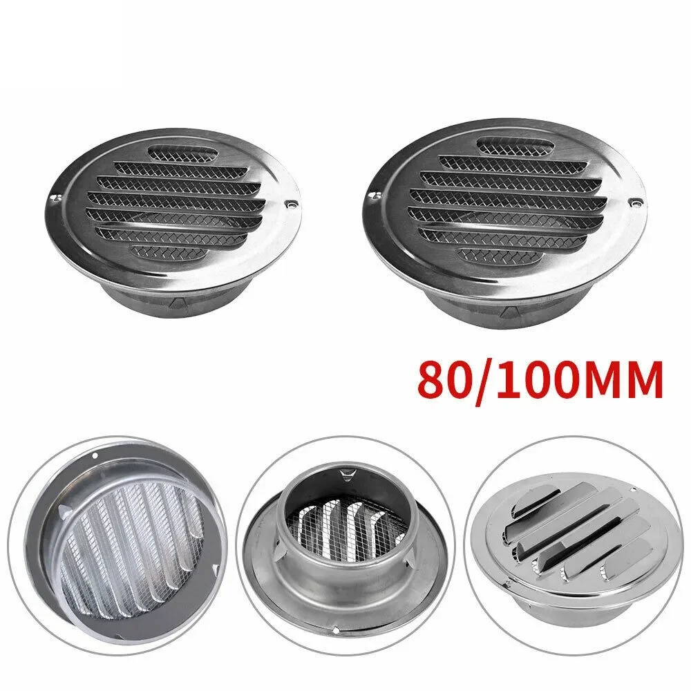 

1PC Flat Round Air Vent Grill Metal Cover Circle Ducting Ventilation ⌀80mm/100mm Home Improvement Vents