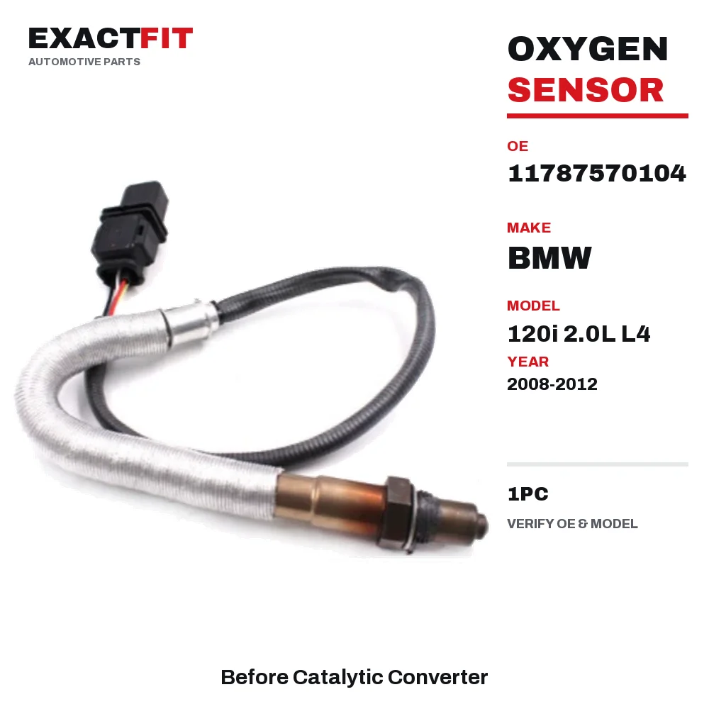 11787570104 Oxygen O2 Sensor for BMW 120i 2.0L L4 2008-2012 Before Catalytic Converter Black Square Connector 1PC