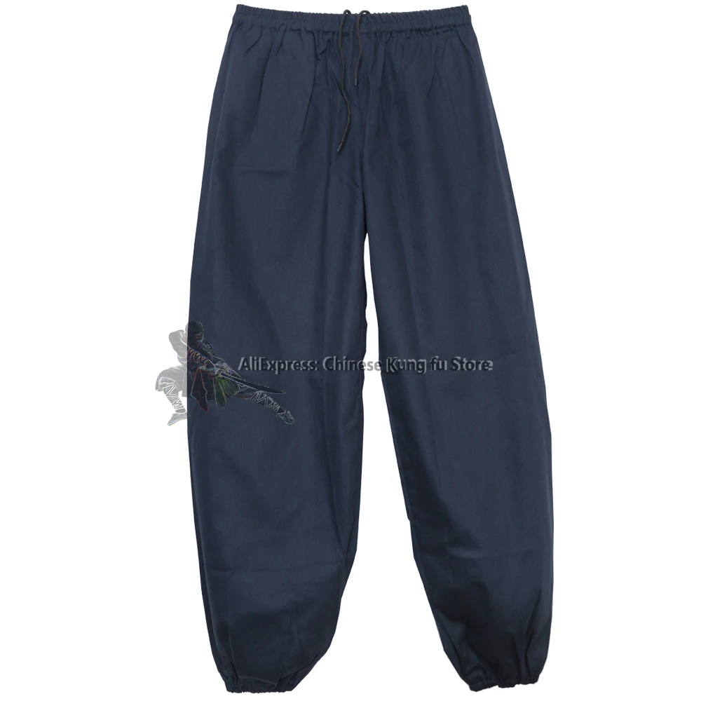 Black Dark Blue Sturdy Cotton Kung fu Pants Tai Chi Martial arts Wing Chun Trousers Qigong Meditation Yoga Pants